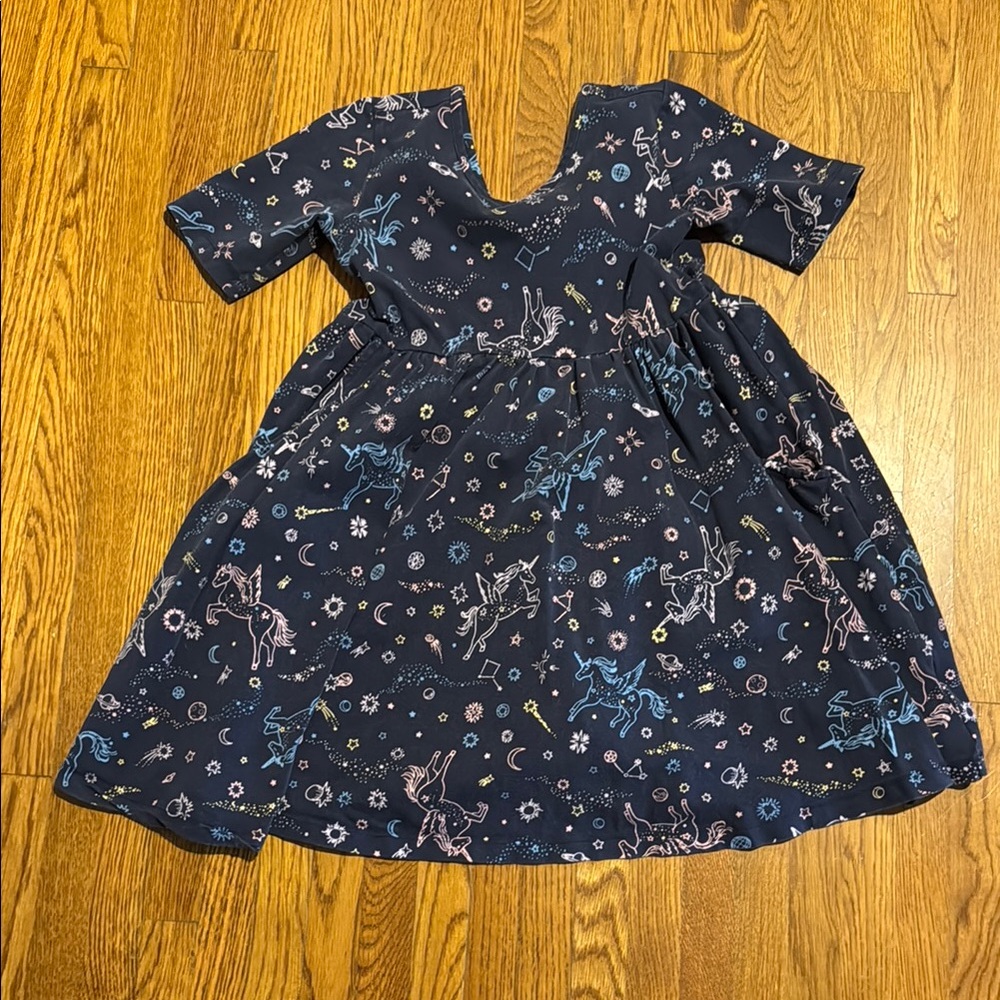 Hanna Andersson Blue Pleated Sundress V-neck Casual